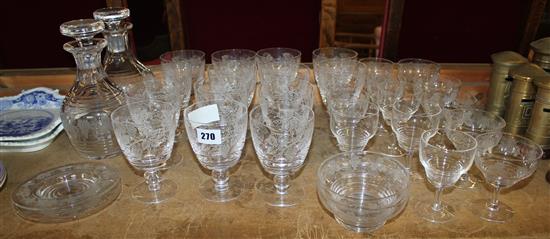 Suit of vineous engraved drinking glasses